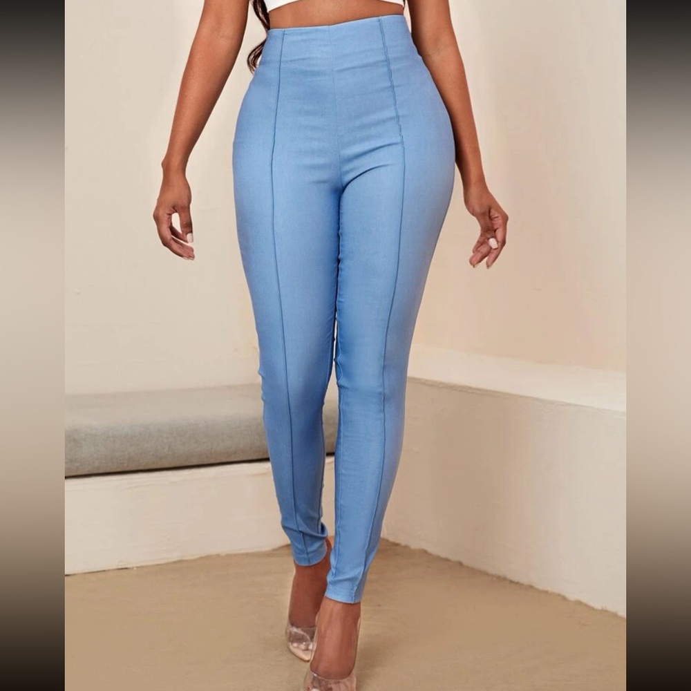 High Waist Solid Skinny Pants